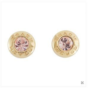 Coach Open Circle Studs Gold with Champagne Crystals